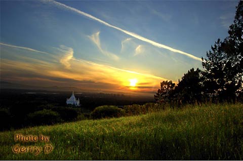 Mormon Temple sunset oakland hills butters