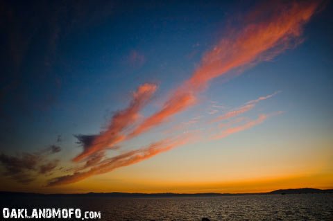 san leandro marina parking lot at sunset