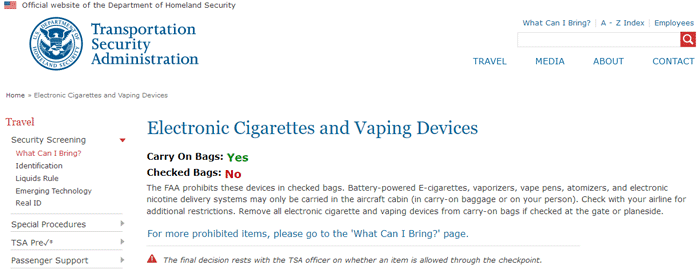 vape pen airport laws