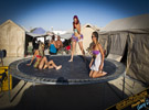 girls Burning Man trampoline