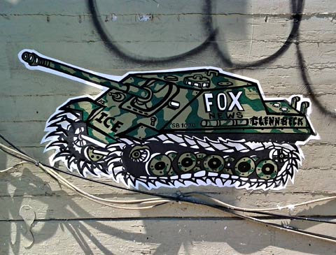 wheat paste graffiti art Fox News Tank