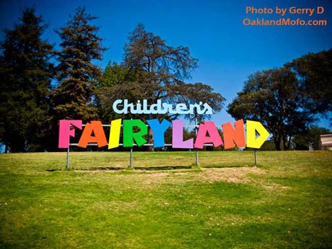 colorful fairyland sign on the hill